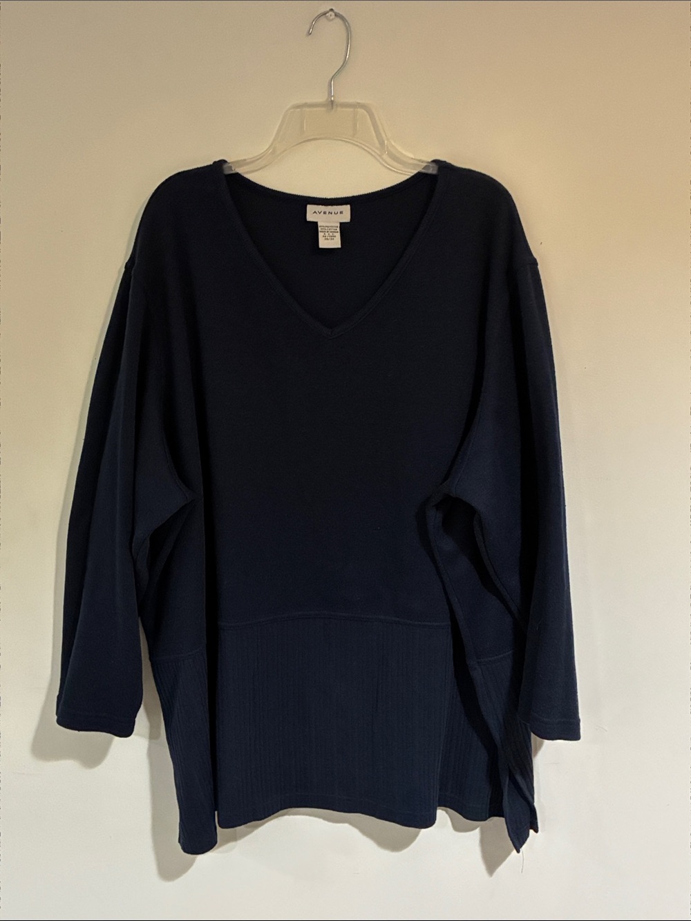 Avenue Dark Navy V-Neck Long Sleeved Knit Sweater
